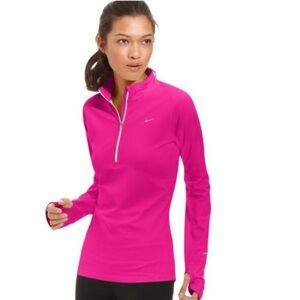 Nike Pink Fitted Long Sleeve Zippered Tee